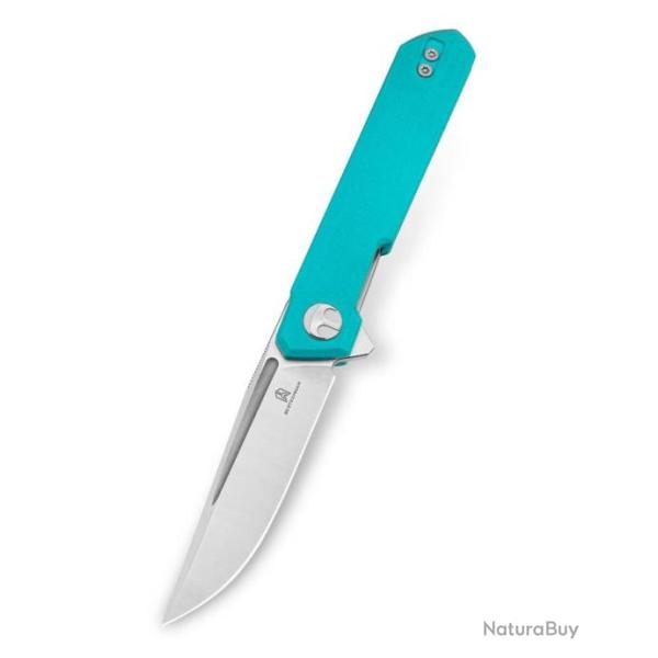 Couteau Bestechman Mini Dundee Tiffany Blue Lame Acier D2 SW Manche G10 IKBS Linerlock Clip BTKMK03C