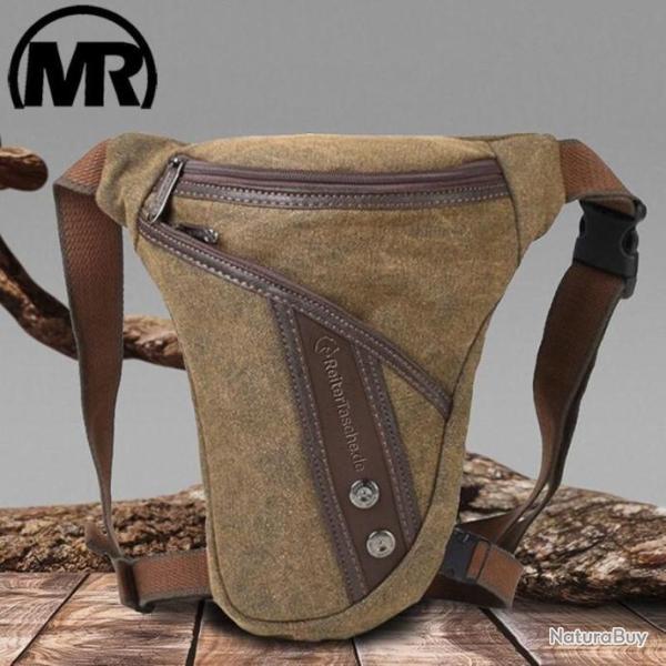 Sacoche Banane MARK ROYAL de Cuisse Cuir et Nylon Camping Moto Randonn�e LIVRAISON OFFERTE