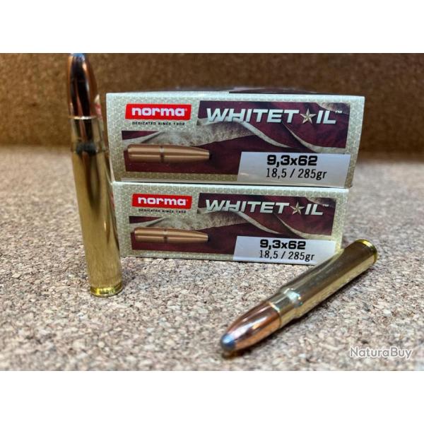 40 BALLES, 2 BOITES NORMA CAL.9.3X62 WHITETAIL 18.5G, Remplace ALASKA , New !!!