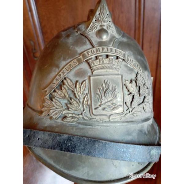 Casque de Pompier Fran�ais Mle 1895 de TORNA Y ,Haute marne.