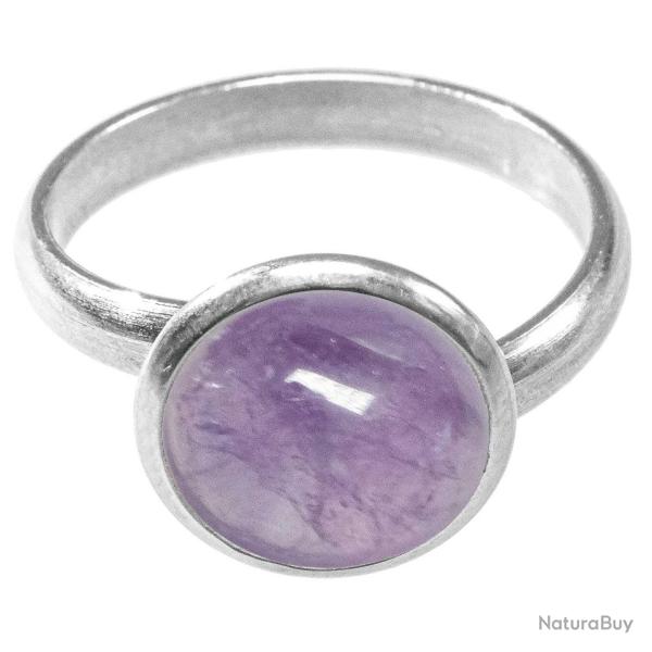 Bague argent�e avec cabochon rond en am�thyste