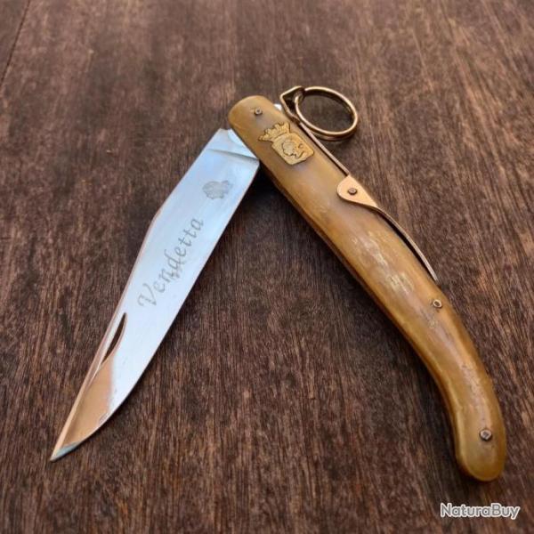 Ancien Grand Couteau CORSE VENDETTA � palme Manche en corne