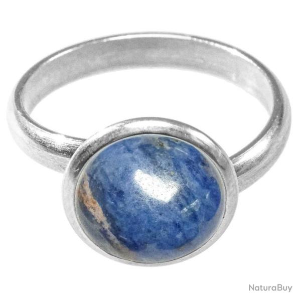 Bague argent�e avec cabochon rond en sodalite