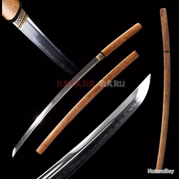 Katanas shirasaya T10 Option Bo-Hi & lame affin�. Sabre japonais avec vrai hamon - Saya en bois de R