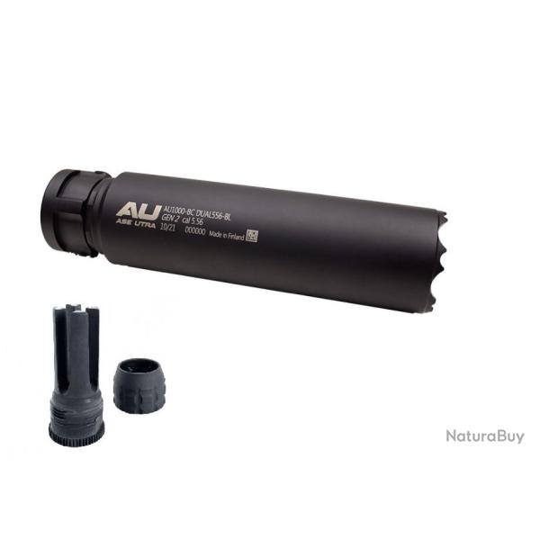 Pack Silencieux Ase Utra Dual 556-BL -  223 / 222 - Montage Borelock - Cerakote Noir + Cache flamme