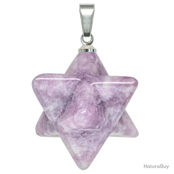 Pendentif �toile merkaba en jade lilas
