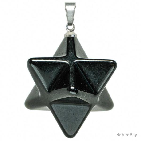 Pendentif �toile merkaba en obsidienne