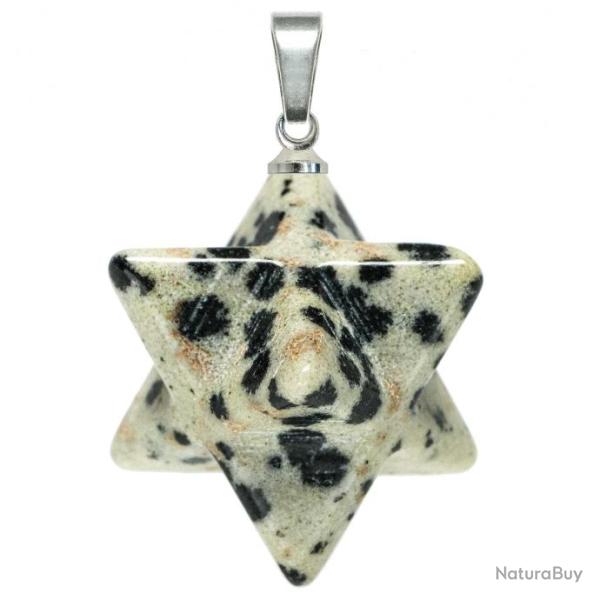 Pendentif �toile merkaba en jaspe dalmatien
