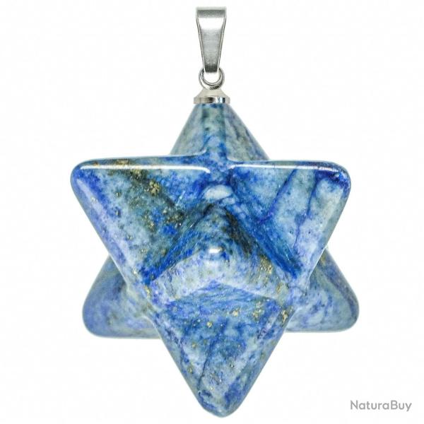 Pendentif �toile merkaba en lapis lazuli