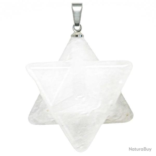Pendentif �toile merkaba en jade blanc
