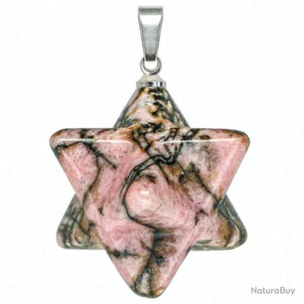 Pendentif �toile merkaba en rhodonite