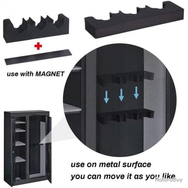 Support Porte-arme en Mousse avec Bande Magnetique  3.1 x 7.3 x 40.64 cm Grand