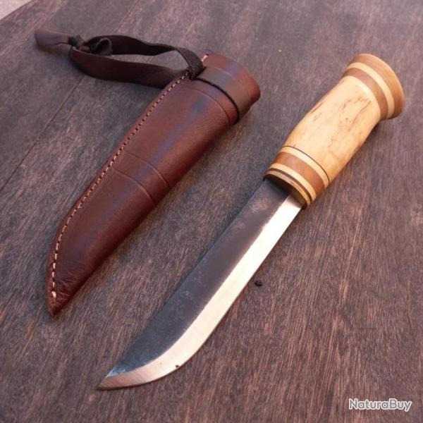 Grand et Gros Couteau PUUKKO Nordique Artisanal avec �tui en cuir fait main