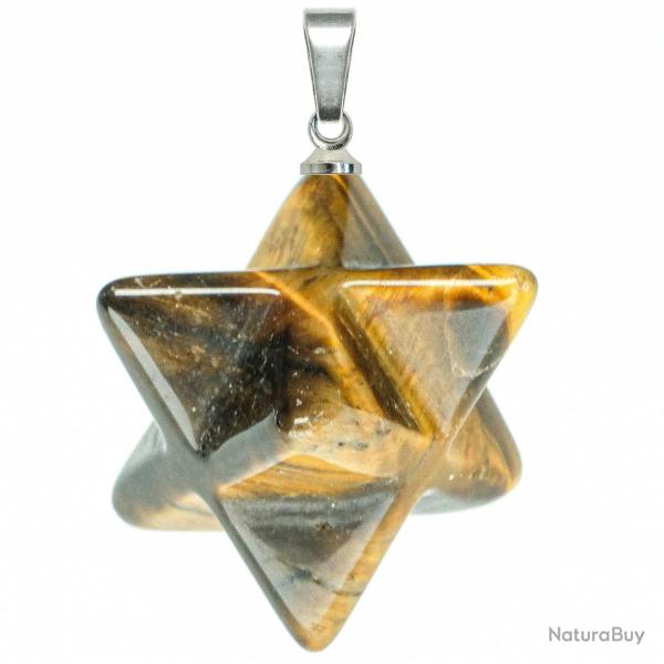 Pendentif �toile merkaba en oeil de tigre
