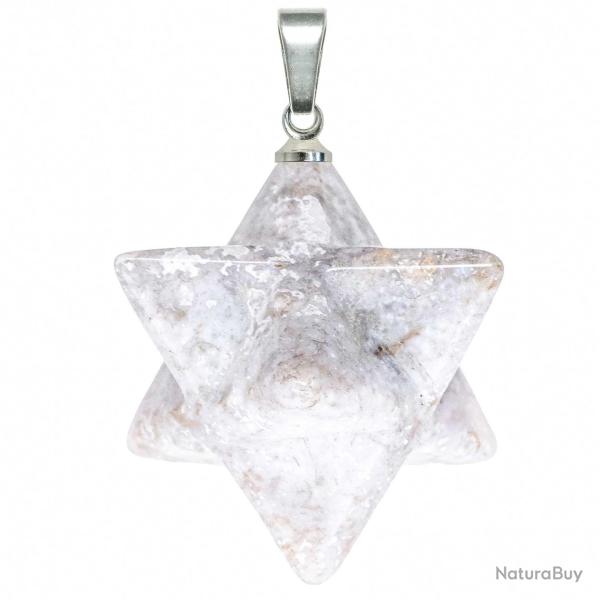 Pendentif �toile merkaba en jaspe oc�an