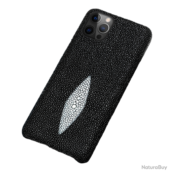 Coque Luxe iPhone Cuir Raie Stingray Galuchat-Au Choix-iPhone 14 Pro