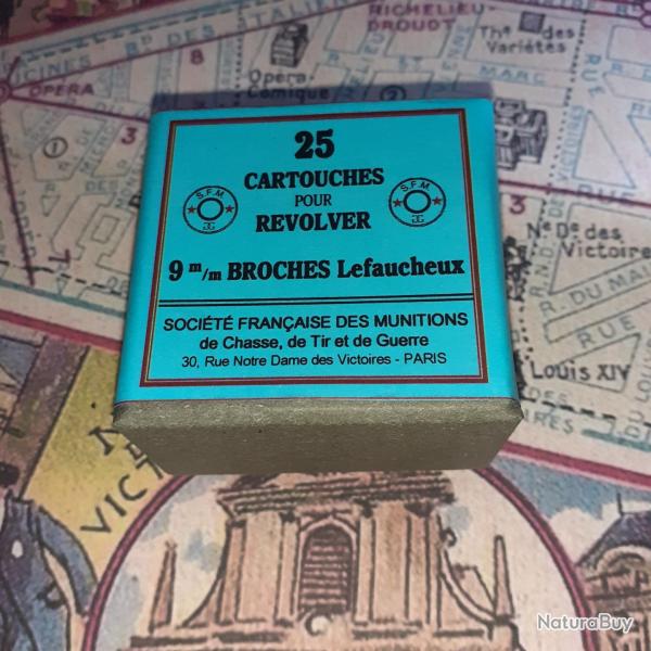 9 mm Broches "Lefaucheux" (St� Fran. Munitions): Reproduction boite cartouches (vide) SFM 10812406