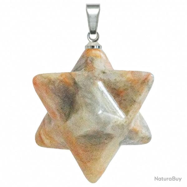 Pendentif �toile merkaba en agate crazy lace