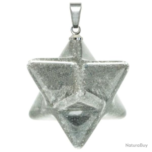 Pendentif �toile merkaba en jaspe gris