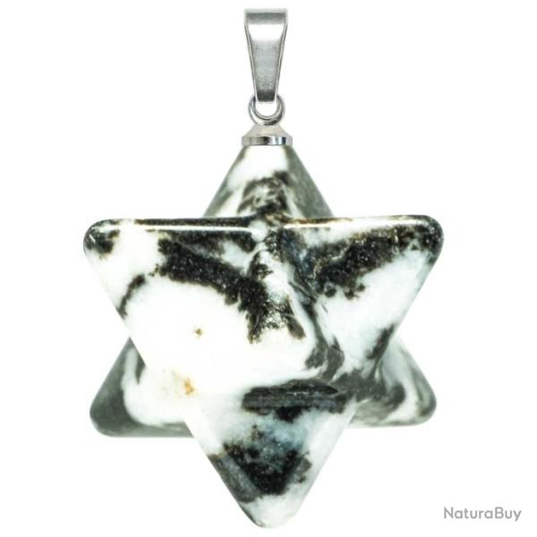 Pendentif �toile merkaba en jaspe z�bre