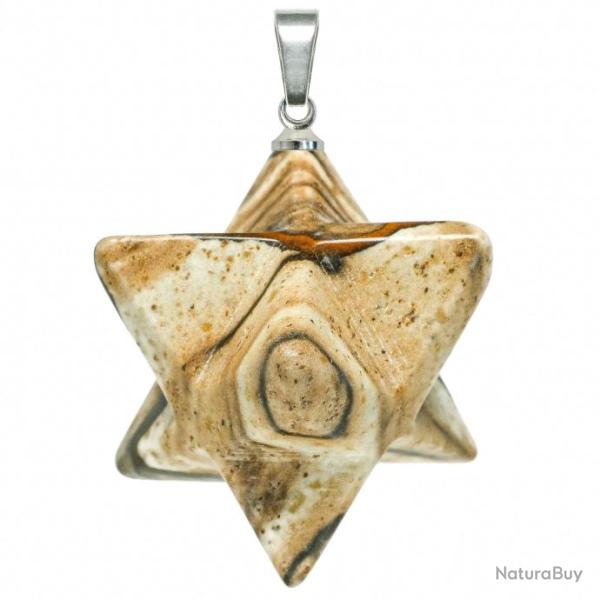 Pendentif �toile merkaba en jaspe paysage