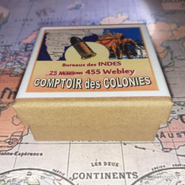 455 Webley (Comptoir des Colonies / Indes): Reproduction boite munitions (vide) CoCo 10812508