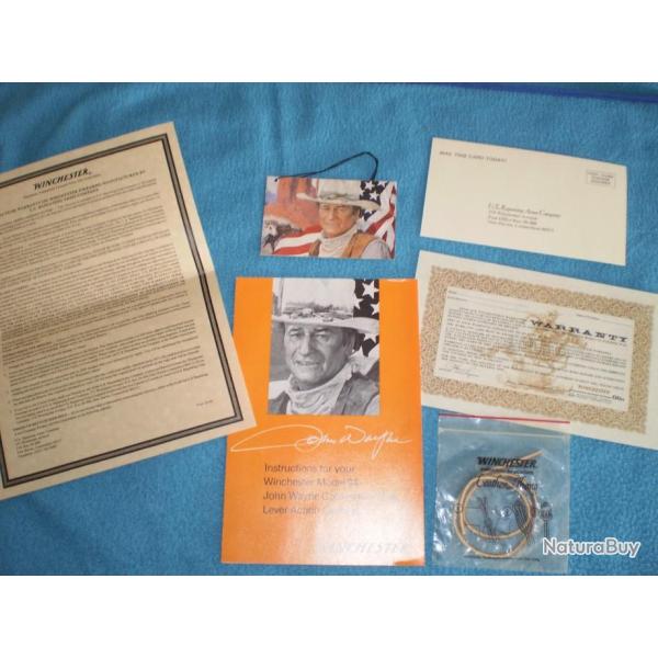 Dernier Lot ! Ensemble documents pour John WAYNE Carbine 1981, NEUF et d'ORIGINE WINCHESTER !