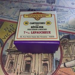 7 mm Lefaucheux (St&eacute; Fran. Munitions): Reproduction boite cartouches (vide) collection SFM 10813770