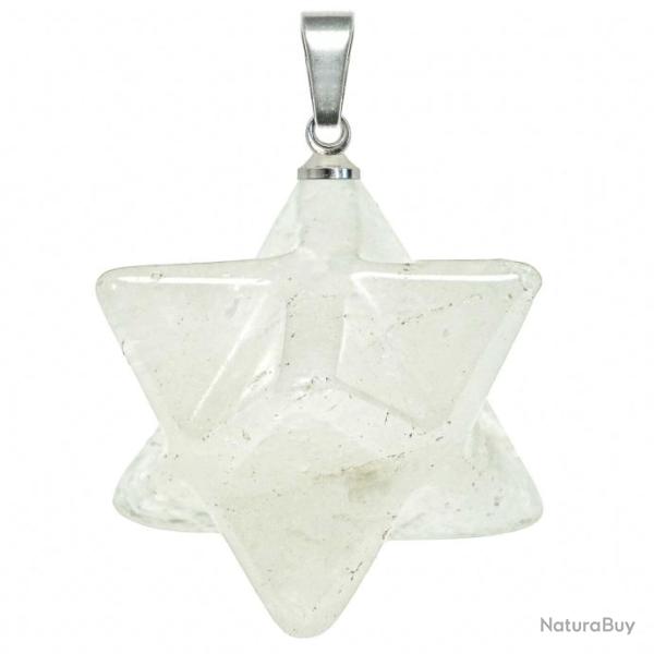 Pendentif �toile merkaba en quartz blanc