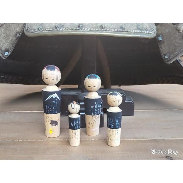 4 Kokeshi Japonais sign�s