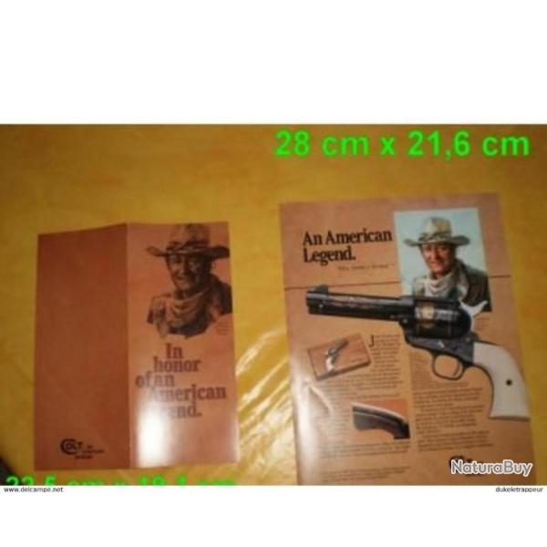 Feuillets de prsentation et de rservation sur le COLT commmoratif "John WAYNE" ! Collection !
