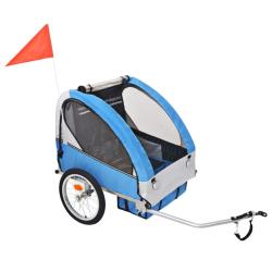 Remorque de v&eacute;lo pour enfants 30 kg gris et bleu 02_0004499
