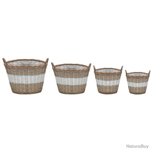 Jardini�re lit sur�lev� plantes fleurs jardin 4 pi�ces osier avec doublure en PE 02_0001333