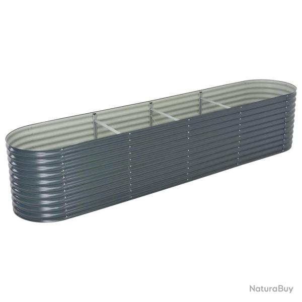 Jardini�re lit sur�lev� plantes fleurs jardin 400 x 80 x 81 cm acier galvanis� gris 02_0001053