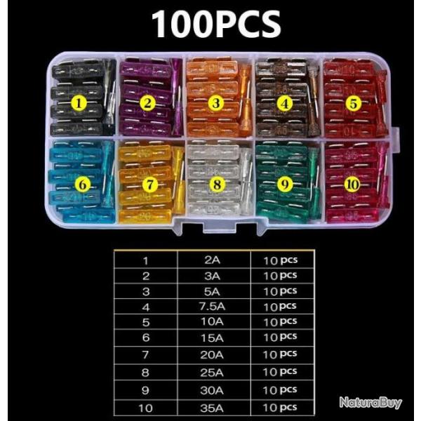 Boite 100 fusibles voiture
