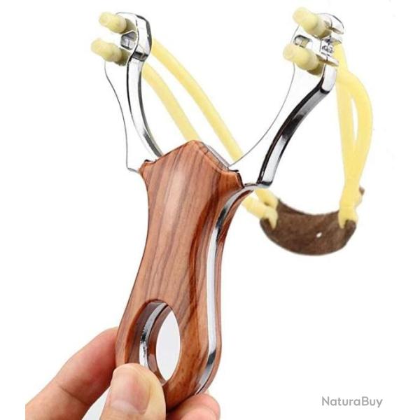 Fronde Lance Pierre 2 Elastiques Tr�s Puissante Adulte Chasse P�che Compact