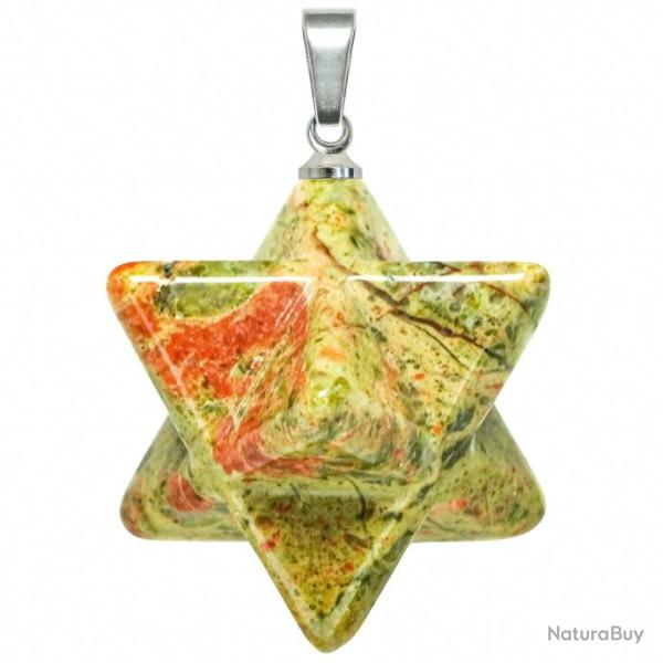 Pendentif �toile merkaba en unakite