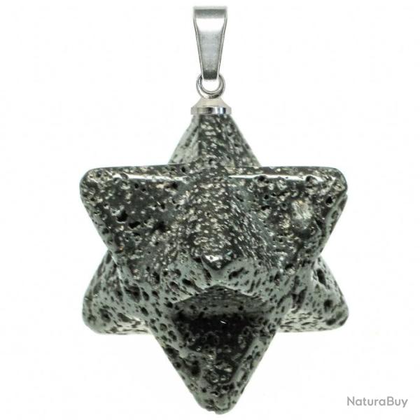 Pendentif toile merkaba en pierre de lave