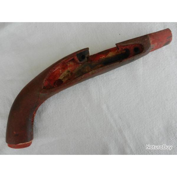 ancienne crosse bois pour pistolet a silex ou percussion