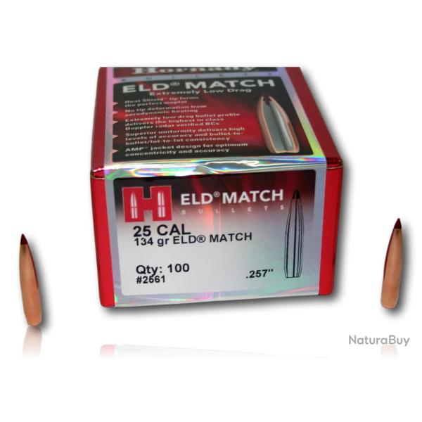 OGIVE HORNADY ELD MATCH CAL 25 257 134 GR BTE 100 2561