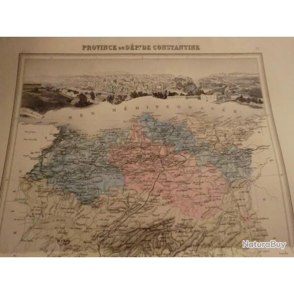 carte geographique province  de constantine   periode  1888