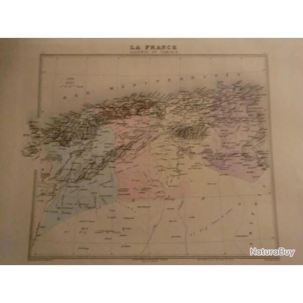 carte geographique alg�rie et tunisie   periode  1888