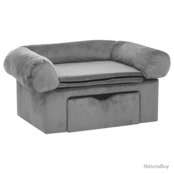 Canap� pour chien avec tiroir 75 cm peluche gris 02_0000092