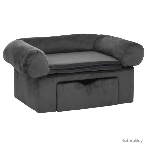 Canap� pour chien avec tiroir 75 cm peluche gris fonc� 02_0000093
