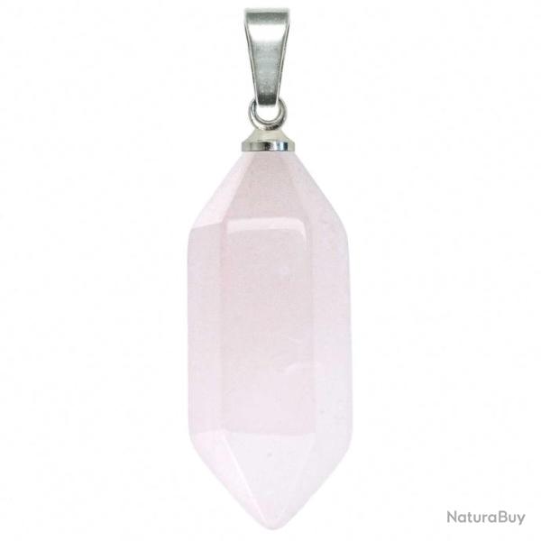 Pendentif petite pointe bitermin�e en quartz rose