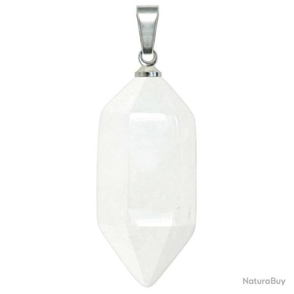 Pendentif petite pointe bitermin�e en quartz blanc
