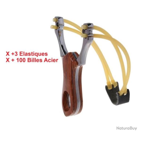 Fronde Lance Pierre 2 Elastiques + 3 Elastiques + 100 Billes Acier Compact L�g�re P�che Chasse