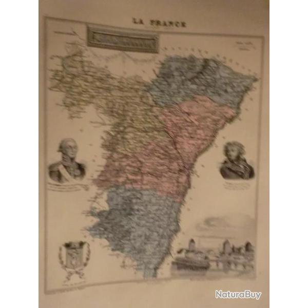 carte geographique  bas rhin   periode  1888