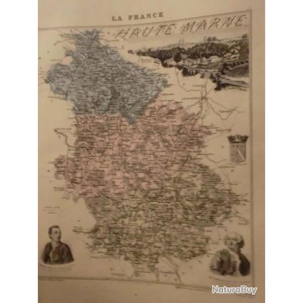 carte geographique  haute marne  periode  1888
