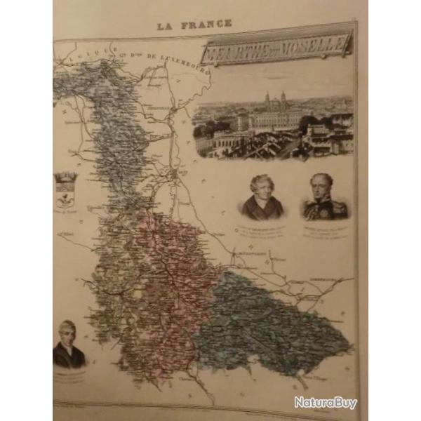 carte geographique  meurthe et moselle  periode  1888